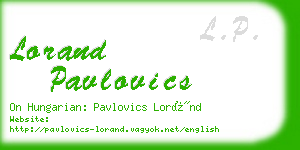 lorand pavlovics business card